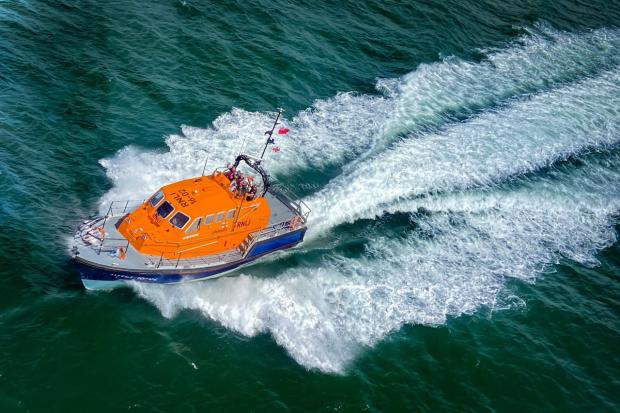 Tenby's all weather lifeboat raced to where the missing person was last sighted. Picture: National Police Air Service South West region