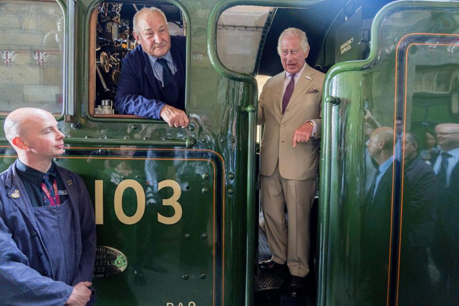 Charles takes to footplate of Flying Scotsman on North Yorkshire Moors visit
