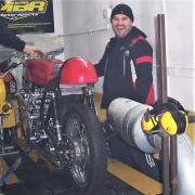 Danny Shaw setting up the Honda on the Dyno Unit at MBR Racing in Barrow