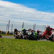 Barrow motorcyclist Mike Walker leads the way at Aintree