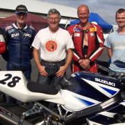 Some of our locals who regularly race at Aintree with current lap record holder Mike Walker:-  L to R Bill Butler (Flookburgh) Geoff Hadwin (Askam) Nick Penny (Ulverston) Mike Walker (Barrow )Sam Walker ( Barrow )