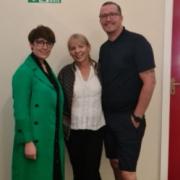 MBE: Helen Storey MBE pictured with Kerrie Higham MBE and David Higham of the Wells Community