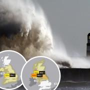 Weather warning: Storm Dudley and Storm Eunice are set to hit UK this week. Pictures: PA, inset: Met Office