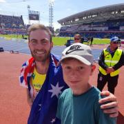 Max Hazlehurst, from Askam, with Australian gold medalist Oliver Hoare