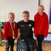 Staff and pupils at St James' CE Junior School were delighted to welcome back their former pupil Tyler Baines