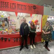 Reece and Immy at The Toy Stop with Barrow Mayor Hayley Preston