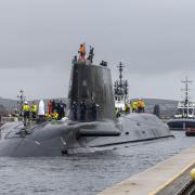 Handout photo issued by BAE Systems of HMS Anson, the fifth Astute class submarine, which BAE Systems has designed and built for the Royal Navy, as it departed the company's shipyard in Barrow-in-Furness, Cumbria, and headed out to open sea for the