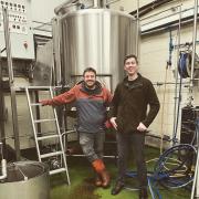 Tim and Andrew in the Flookburgh brewery