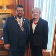 Dalton Mayor Nick Perie alongside former Prime Minister Theresa May.