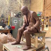 The bronze statue of Sir John Laing is set to sit in Furness Abbey