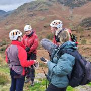 The mountain rescue team members being recorded by BBC Radio 4