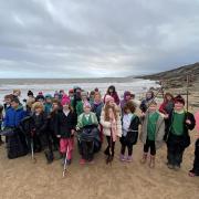 Schoolkids from Broughton spent their Wednesday morning picking up litter