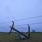 Pole damage in Southwaite.