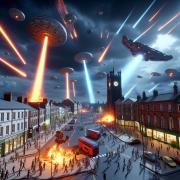 Barrow-in-Furness amid an alien invasion... a scene created in 5 seconds using AI