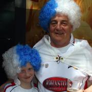Keith Nutter died in 2021 aged 65. He is pictured here with his grandson Matthew Brown at a game in 2009
