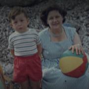 Dave Myers with his mum at the beach as a child