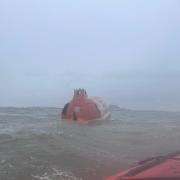 The lifeboat was seen drifting across Morecambe Bay