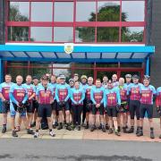 The cyclists before leaving Turf Moor