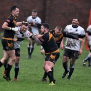 ON THE DEFENSIVE: Hindpool Tigers’ defenders make a tackle in the home clash with Chorley Panthers 			All pictures: Chris Warner