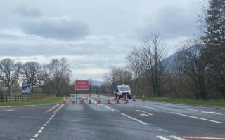 The road closure on the A66 following a serious crash on March 1, 2024.