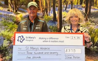 Bill Harding presented the latest cheque to St Mary's last week
