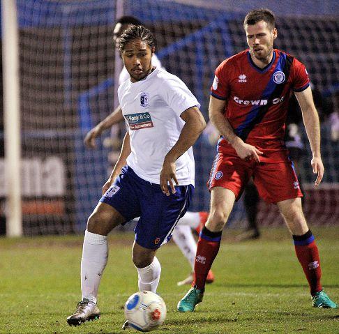 Rare appearance: Harry Panayiotou in action for Barrow AFC against Rochdale in the Lancashire Senior Cup LINDSEY DICKINGS
